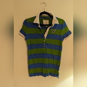Women's American Eagle Striped Polo Shirt